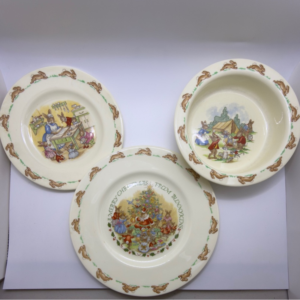 Royal Doulton Bunnykins Cream and Multicolor Children's Dish Set - 3 Pc